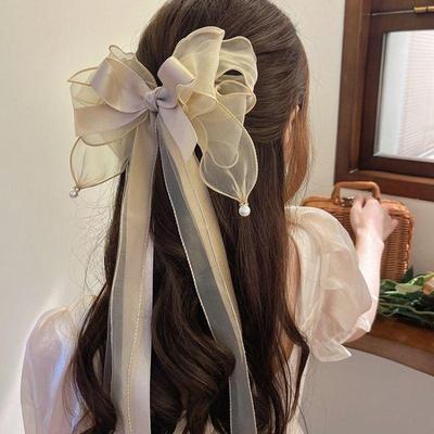 2026 Fairy Bow Hair Clip: Deluxe Mesh Ribbon Claw for Elegant Styling