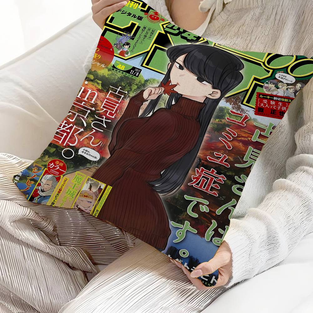Anime Komi San Can't Communicate Pillow Gifts Home Office Furnishings Bedroom Sofa Car Cushion Cover Case 45x45cm