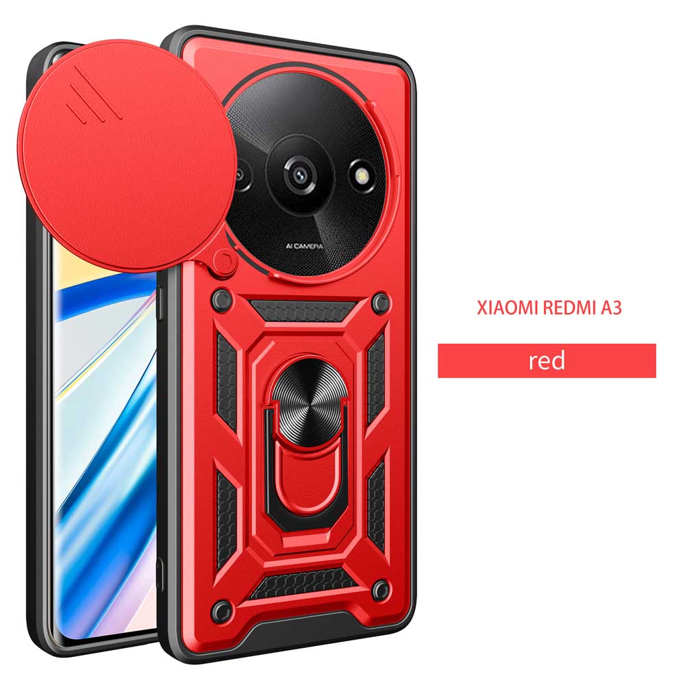 

Shockproof Armor Case For Redmi A3 Car Holder Phone Cover Camera Lens Protection Fundas Redmi A3 красный