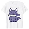 Gruseliges Messer Kätzchen T-Shirt für Männer Halloween Party T-Shirts Gruselige Saison Grafik Kurzarm T-Shirts Mode Lässige Oberteile