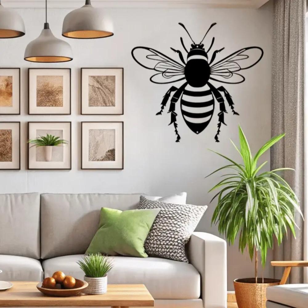 Metal Wall Art Bee, Iron Outdoor Sculpture, Garden Balcony Living Room Indoor Home Decor