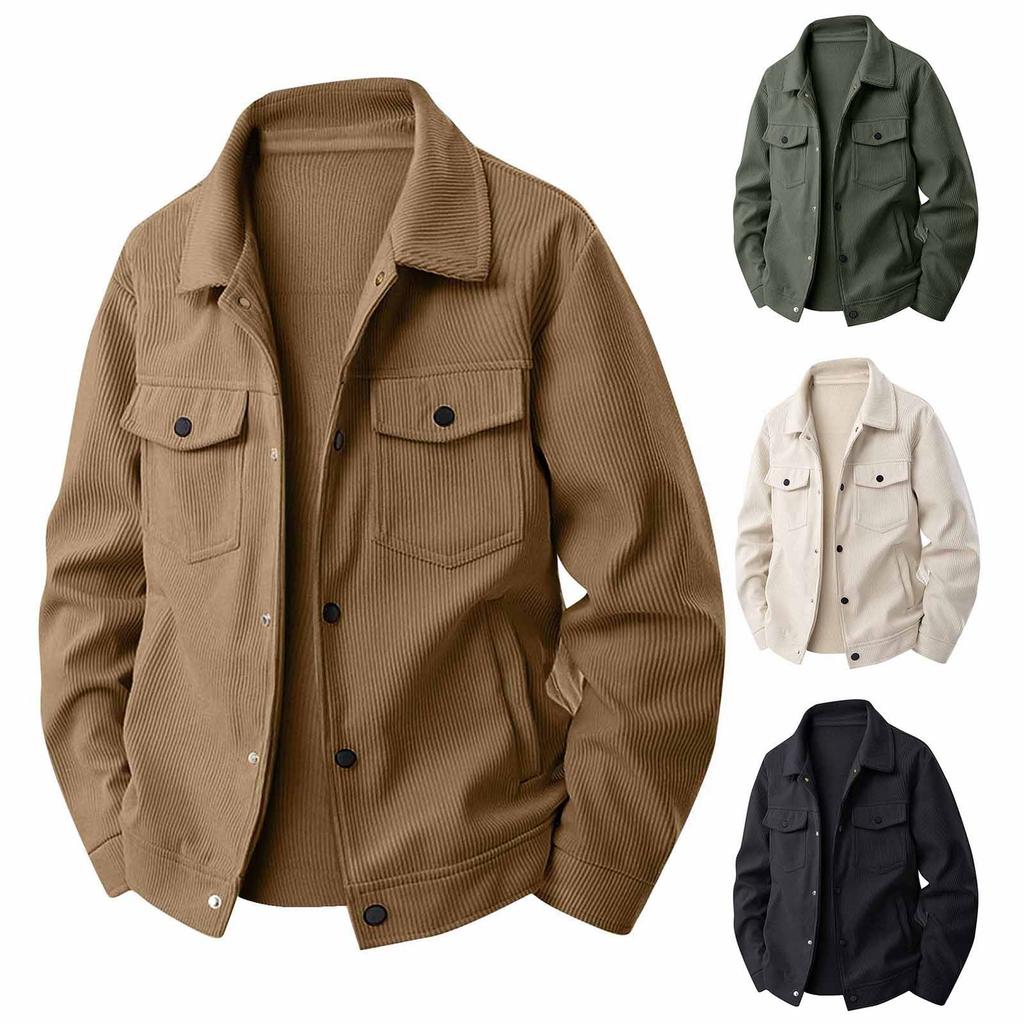Men's Solid Color Jacket Retro Trend Casual Versatile Lapel Workwear Top