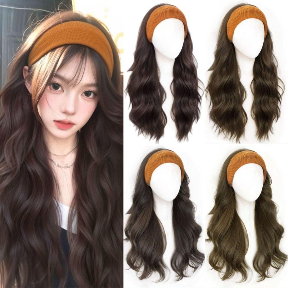 Hair Hoop Half Headband Wig Hairpieces Long Wavy Curly Hair  Party