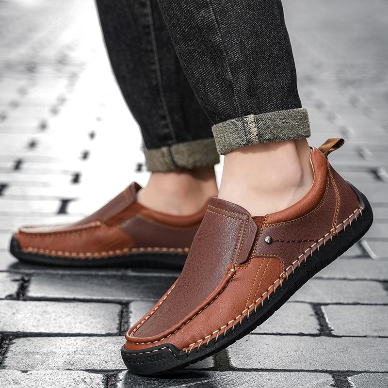 Scarpe casual da uomo in crosta di pelle fatte a mano, comode e traspiranti, mocassini da uomo, scarpe basse da lavoro, scarpe da guida