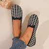 Women Flats 2024 New Round Toe Flat Shoes for Women Plus Size Shallow Sneakers Women Knitting Plaid Print Walking Loafers Shoes