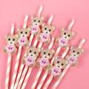 20Pcs Teddy Bear Paper Straws Cute Brown Pink Bear Disposable Drinking Straw Kids Birthday Baby Shower Party Decoration Supplies