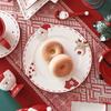 Nordic Christmas Tableware Set, Santa Embossed Ceramic Plates Bowls, Stitched Sealing Canister Collection