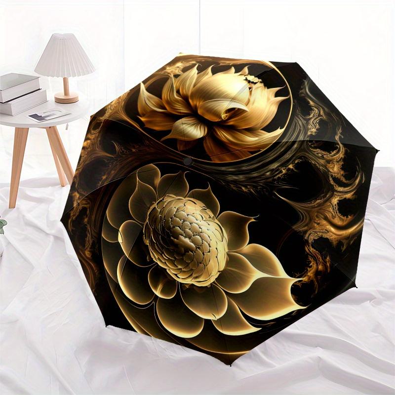 Lotus Yin Yang themed Eight rib Automatic Folding Umbrella Is Suitable for Both Men and Women, Making It A Perfect Christmas and Valentine's