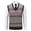 Men Thickened Fleece Plaid Loose Pullover Sleeveless Knit Sweater Vest