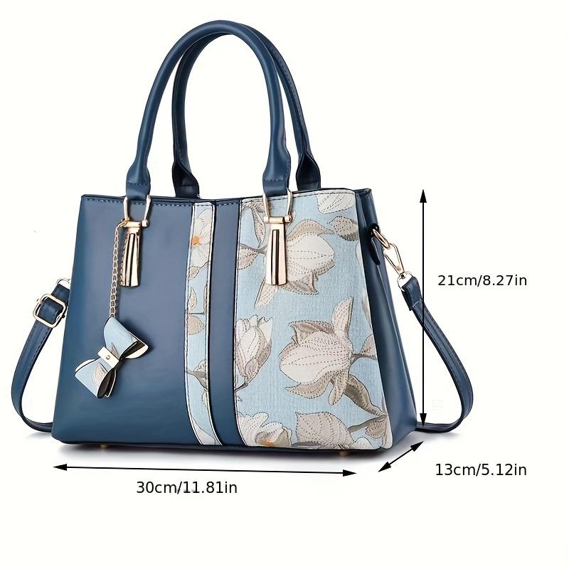 Women Crossbody Bag Elegant Floral Print Handbag, Fashion Large Capacity Handbag, Portable Handbag