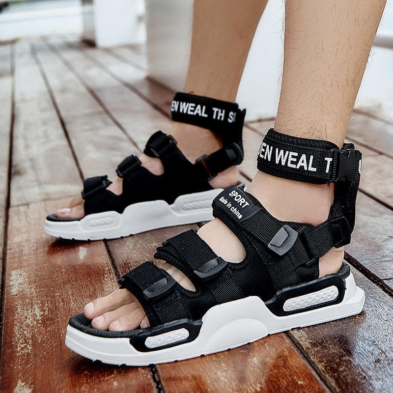 

Summer thin men s shoes ins sandals breathable outside beach shoes size 45 thick-soled lazy casual slippers 45