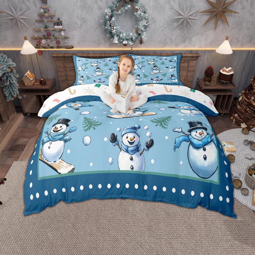 Homewish Christmas Tree Duvet Cover Set for Boys Girls, Happy New Year Bedding Set, Merry Xmas Quilt Cover Set for Kids Bedroom