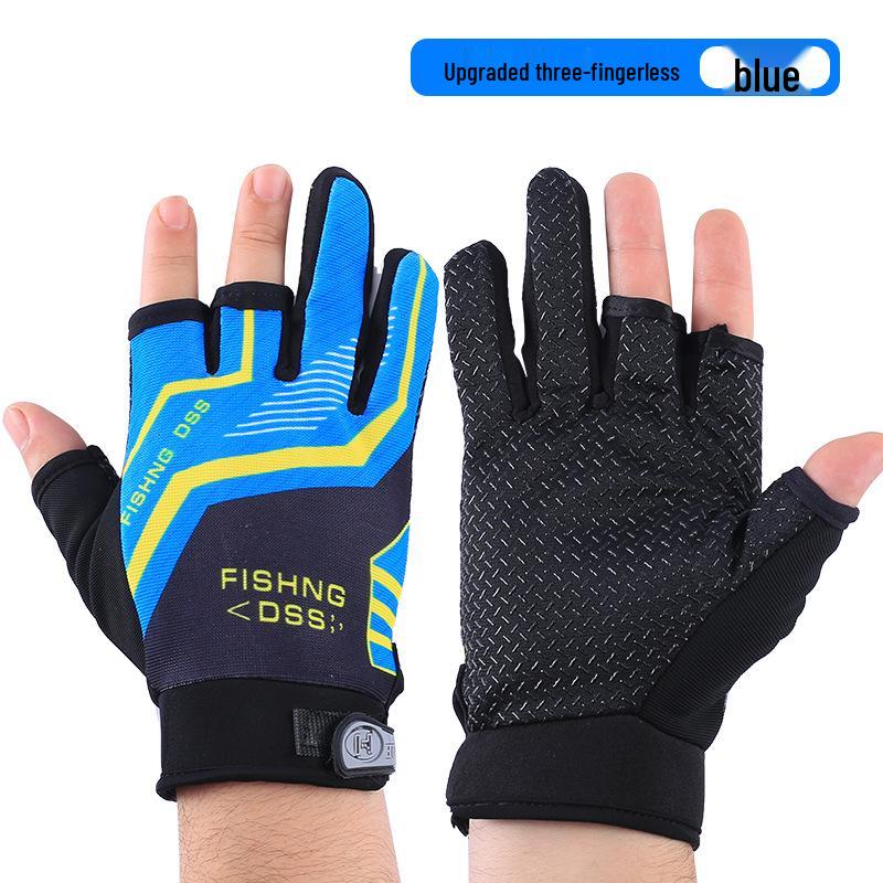 Men's Summer Sun Protection Anti-Slip Fingerless Fishing Gloves: Thin, Anti-Prick, Anti-Stab, Mosquito-Proof, Ice Silk Lure Design.