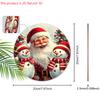 Christmas Wooden Sign with Santa Claus & Snowman Pattern - Navidad Round Sign for Front Door, Wall Hanging Decor - Ideal Christmas Decoration
