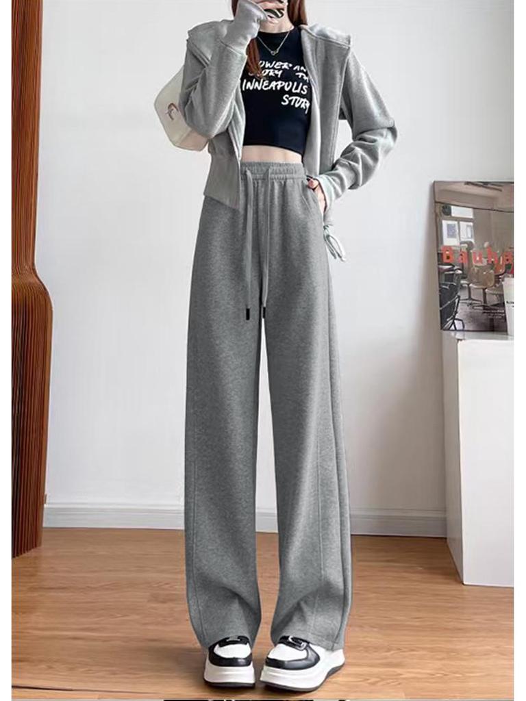 2025 Korean Fashion Women's Slimming High-Waisted Straight-Leg Pants for Autumn/Winter