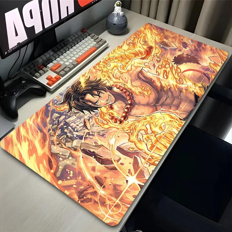 Japan Anime Flame Mouse Pad XXL PC Oone Ppiece Gamer Cabinet Keyboard Rug Laptop Pportgas D Aace Mousepad Desk Mat Boy Gift