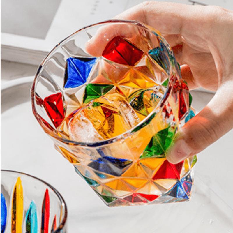 1ks Italská vitrážová embosovaná barva Šálek na pití Hrnek na kávu Šumivá třpytivá sklenice na whisky pro různé nápoje a víno