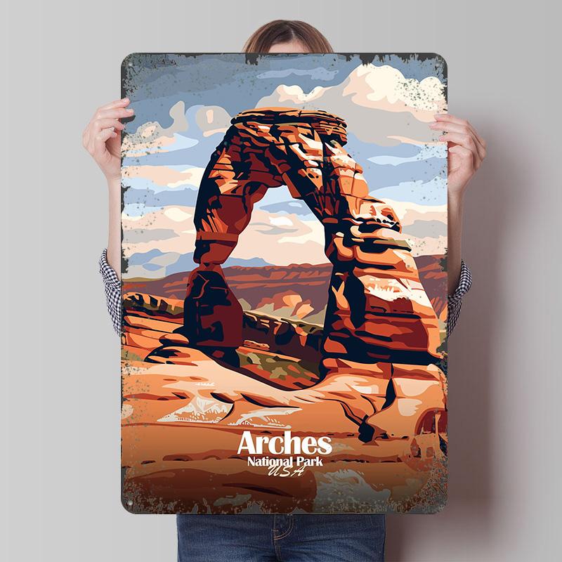 

Arches National Park Travel Tin Plaque Poster Customized Wall Art Retro Vintage Metal Signs for Man Cave Office Decor Wand Deko 7.9x11.8In(20x30cm)