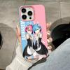 ReZero Rem Ram Pink Translucent Mobile Phone Case for iPhone 17 16 15 14 13 12 11 X XR XS Air Pro Max Plus Colorful Cover