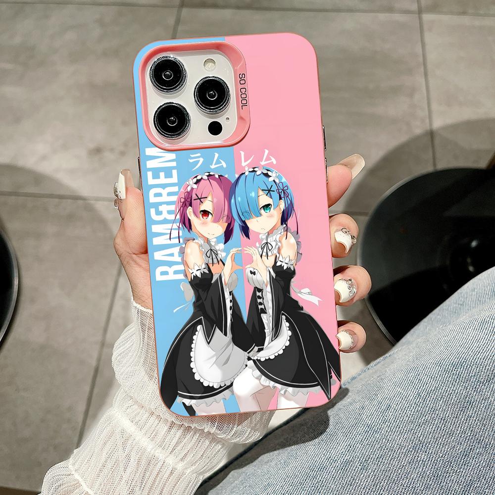 ReZero Rem Ram Pink Translucent Mobile Phone Case for iPhone 17 16 15 14 13 12 11 X XR XS Air Pro Max Plus Colorful Cover