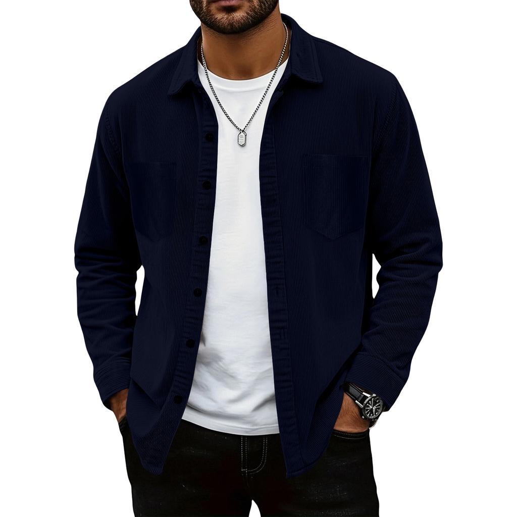 Herren Farbiges Hemd Langarm Herren Lässiger Modetrend Mit Tasche Hemdjacke