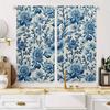 2pcs Blue Floral Print Curtains - Rod Pocket Semi-Sheer Window Drapes   Polyester Sateen Weave    Machine Washable