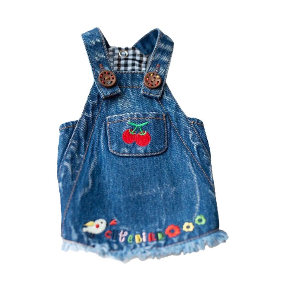 

Милое джинсовое платье для собаки с рисунком, одежда для питомца, креативная джинсовая юбка с вишнями, аксессуары для питомца L