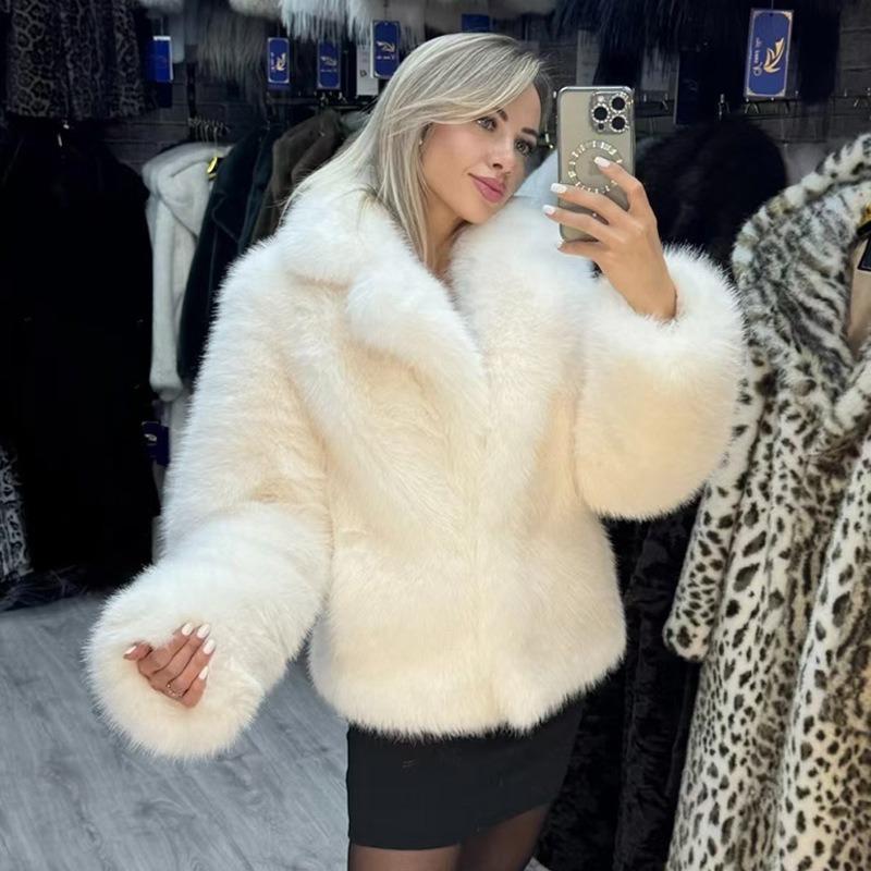 New autumn and winter imitation fur jacket women's fluffy soft fox fur jacket street style environmentally friendly fur