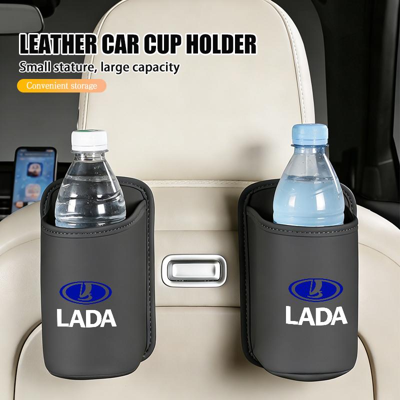 For Lada Leather Car Water Cup Holder Interior Drink Rack Organizer Accessories Xray Granta Largus Kalina Largus Priora SamaraWW3