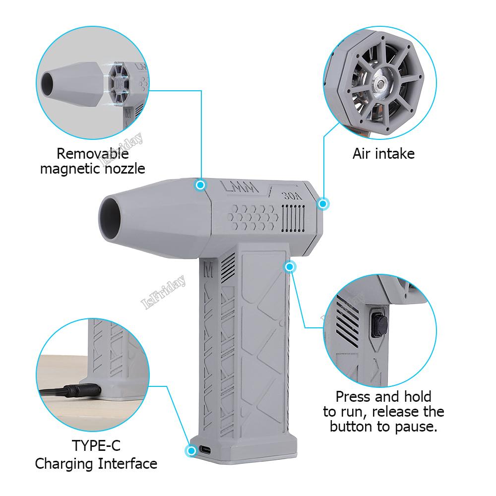 Mini Turbo Jet Fan 110000RPM 45m/s USB Oppladbar børsteløs motor hårføner Kraftig blåser med høyhastighets kanalvifte