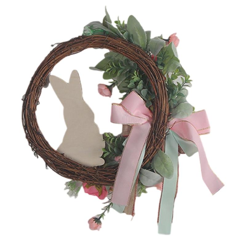 Artificial Easter Rabbit Wreath Accessory for Front Door Rabbit Eggs Spring Decoration for Indoors and Outdoor Use