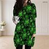 Women Plus Size Round Neck Long Sleeve White Blue Butterfly Print Loose Longline Top With Pockets