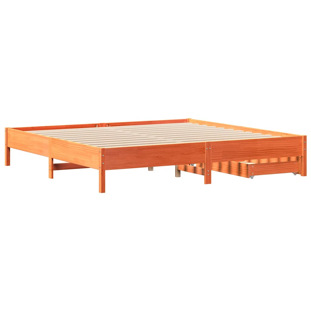 Vidaxl Bed Without Mattress, Waxed Brown, 200X200 Cm, Pine Wood
