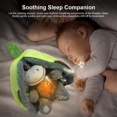 12.6inch Luminous Breathing Doll Plush with Motion Lights Breathing Stuffed Doll Strawberry Donkey Cartoon Plush Doll