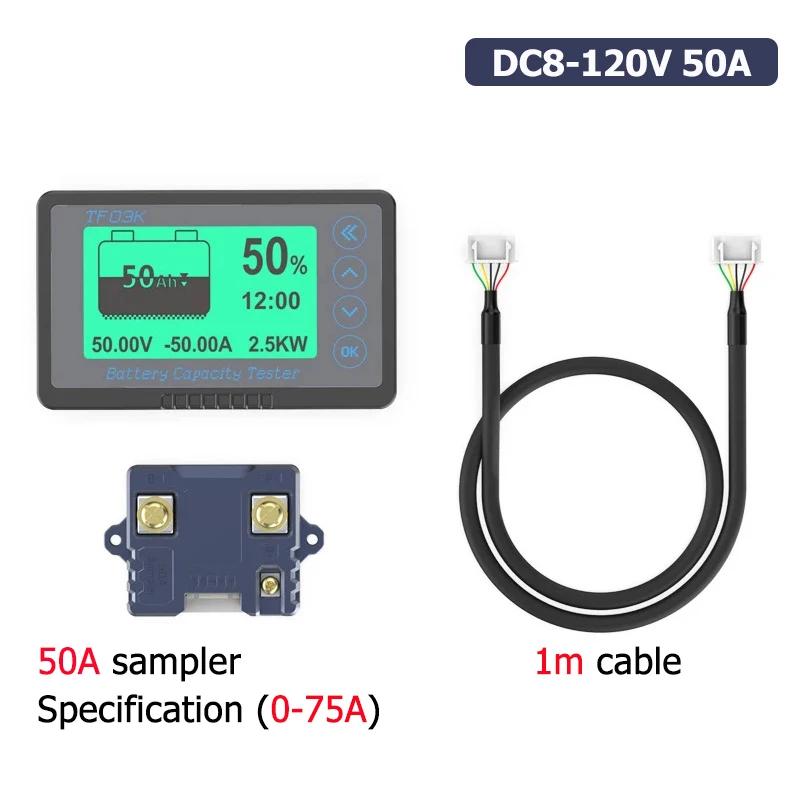 TF03K Coulomb Counter Meter DC8-120V Battery Capacity Indicator Voltage Current Display Lithium for Lead Acid Battery Detector