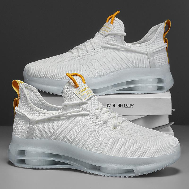 Nouvelles chaussures de course de sport légères d'extérieur grande taille pour couple, chaussures de sport décontractées à plateforme tissées à la mouche en maille
