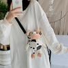 New Fashion Plush Shoulder Bag For Women Cute Cow Pattern Pink Color Small Size