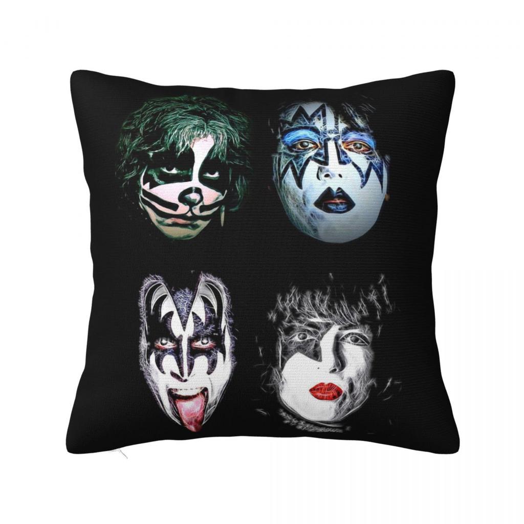 KISS Rock Band Square Pillowcase Cushion Cover Pillow Case Throw Pillow Cover for Home Sofa Living Room