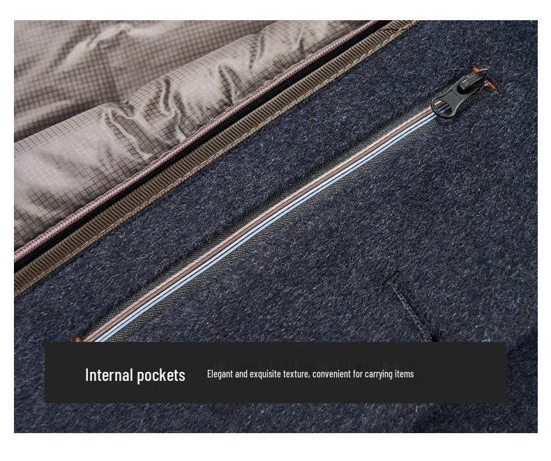 Men's Double-Faced Cashmere Overcoat with Detachable Down Lining - Business Casual Mid-Length for Middle-Aged Dads