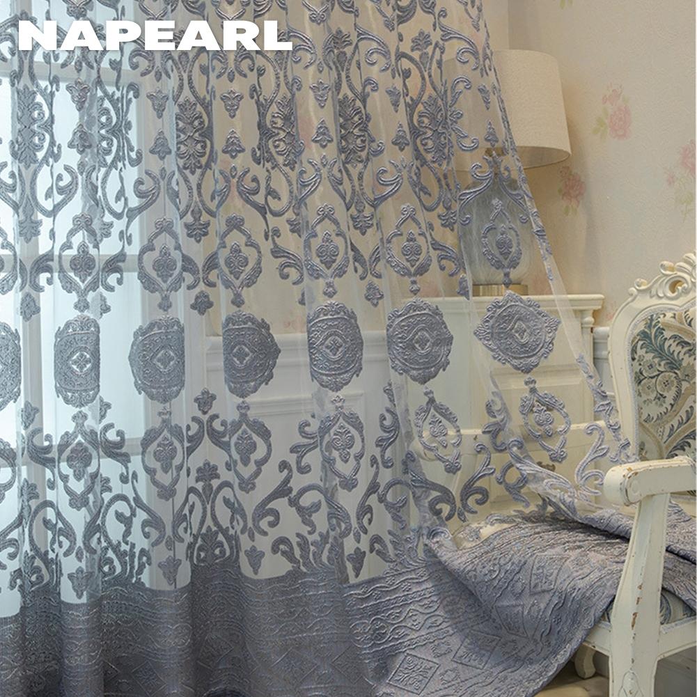 1PC NAPEARL European-style Luxury Jacquard Curtain Transparent Sheer Curtain for Living Room Bedroom Balcony WindowHome Decor