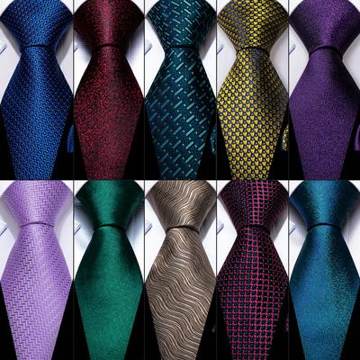 Necktie for Men Woven Texture Silk Ties Hanky Cufflinks Formal Wedding Business Tie Set