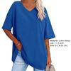 V-Neck Short Sleeve Breathable Tee Shirt Women Solid Color Loose Pullover Top Streetwear