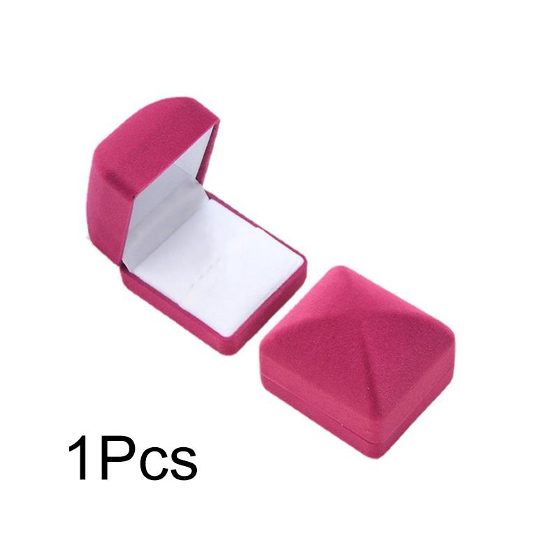 1Pc Jewelry Case Solid Color Wedding Fashion Velvet Storage Organizer Showcase Ring Box Engagement Gift