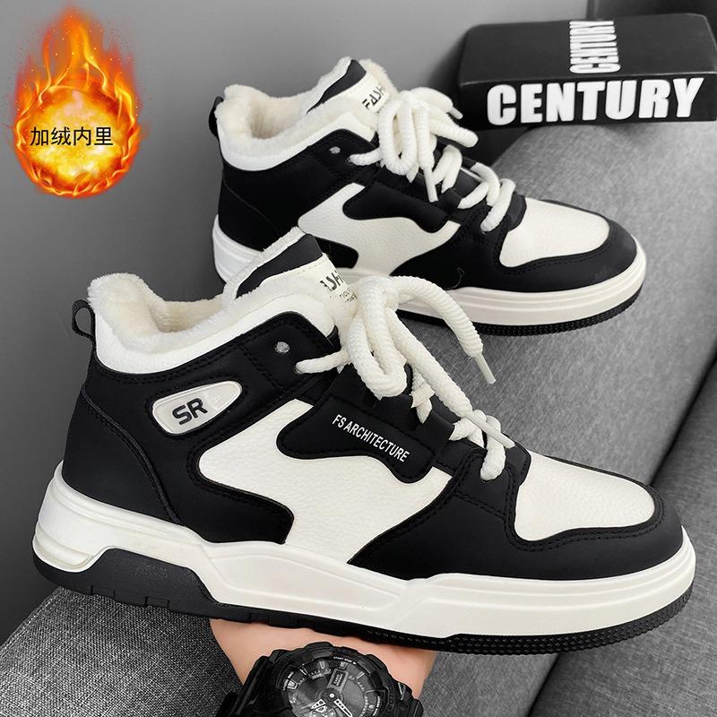 Herren High-Top Schuhe neuer Trend Winter Leder Samt verdickte Baumwollschuhe Air Force Studenten Sportschuhe