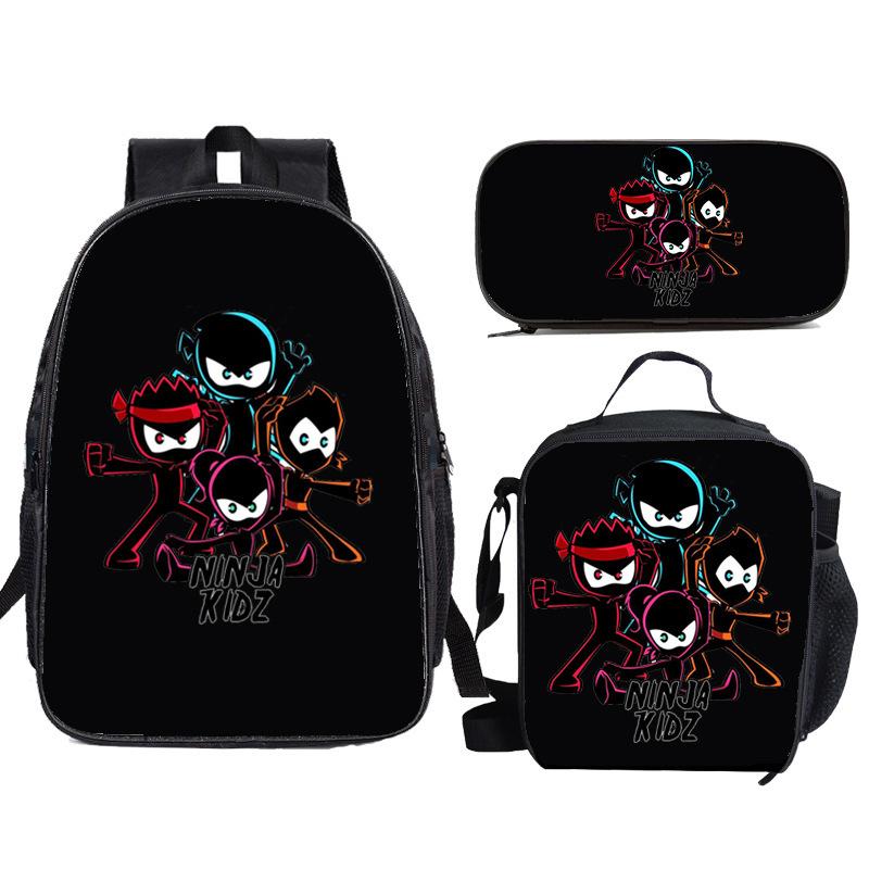 NINJA KIDZ 3-teiliges Set Kinder Schulrucksack mit Umhängetasche Federmäppchen Schultaschen für Jungen Mädchen Bestes Geschenk