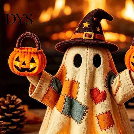 Desktop Haunted House Accents Patchwork Halloween Wooden Flat Ornaments, Skeleton Pumpkin Mummy Festival Showcase Ornaments Ghost Tabletop Decor,