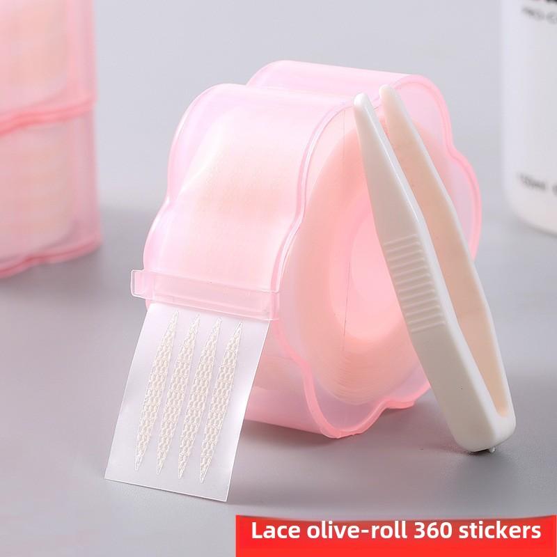 Lot de 360 patchs invisibles en dentelle transparente, gris et beige, pour grands yeux, en fibre, pour la beauté des paupières, double bande autocollante, outils de maquillage