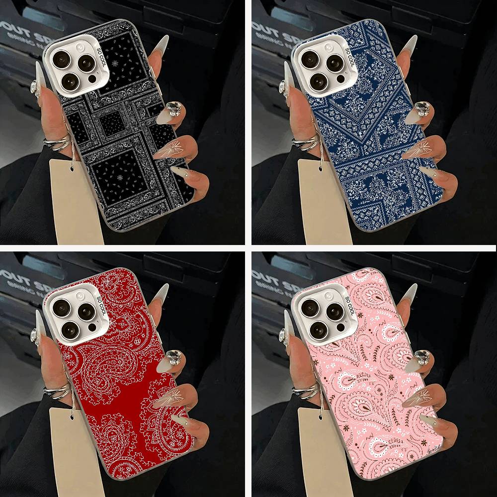Bandana Pattern Phone Case For IPhone 17 Air 16 15 14 13 12 11 Pro Max White Sliver Hard Cover