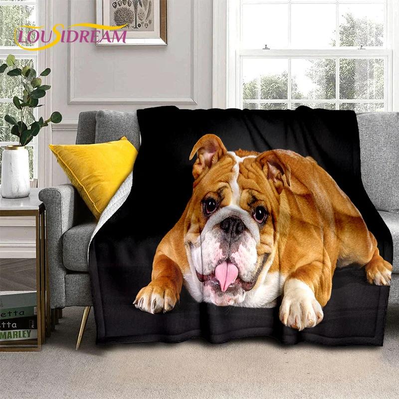 Kreslený francouzský pitbul pes mazlíček 3D deka, měkká přehozová deka pro domov ložnici postel pohovku piknik cestování kancelář krycí deka děti