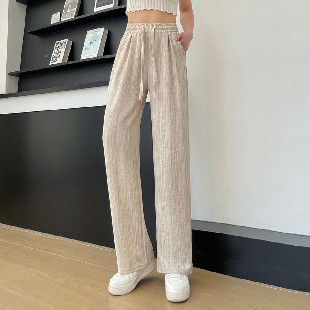 Women's Tie Dye High Waisted Wide Leg Pants - Adjustable Drawstring Design, Breathable Medium Stretch Fabric, Long with Pockets - Loose Fit